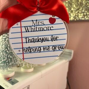 Teacher Appreciation Ornament with Red Bow